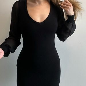 Bebe mini dress with see through sleeve